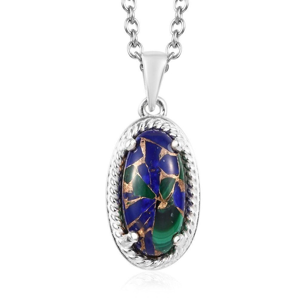 Matrix Azurite Malachite Pendant Necklace (20 in)